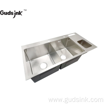 Multi-function Double Bowl Sink with Drainboard